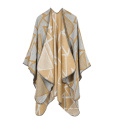 Damen Poncho Cape mit offener Vorderseite Winter Warmer Schal Reversible Oversized Schal Wrap